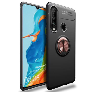 Microsonic Huawei P30 Lite Kılıf Kickstand Ring Holder Siyah Rose Microsonic Huawei P30 Lite Kılıf Kickstand Ring Holder Siyah Rose