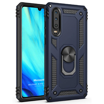 Microsonic Huawei P30 Kılıf Military Ring Holder Lacivert Microsonic Huawei P30 Kılıf Military Ring Holder Lacivert