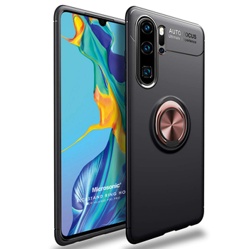 Microsonic Huawei P30 Pro Kılıf Kickstand Ring Holder Siyah Rose Microsonic Huawei P30 Pro Kılıf Kickstand Ring Holder Siyah Rose