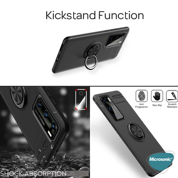 Microsonic Huawei P40 Kılıf Kickstand Ring Holder Siyah