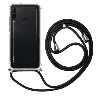 Microsonic Huawei P40 Lite E Kılıf Neck Lanyard Siyah