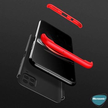 Microsonic Huawei P40 Lite Kılıf Double Dip 360 Protective AYS Siyah Kırmızı