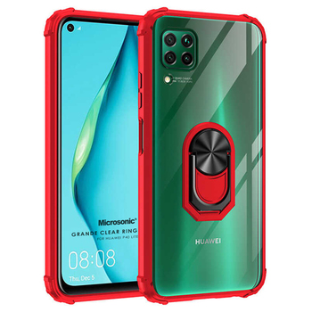 Microsonic Huawei P40 Lite Kılıf Grande Clear Ring Holder Kırmızı Microsonic Huawei P40 Lite Kılıf Grande Clear Ring Holder Kırmızı