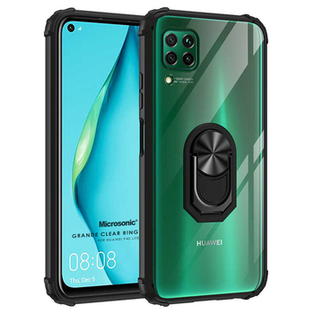 Microsonic Huawei P40 Lite Kılıf Grande Clear Ring Holder Siyah Microsonic Huawei P40 Lite Kılıf Grande Clear Ring Holder Siyah