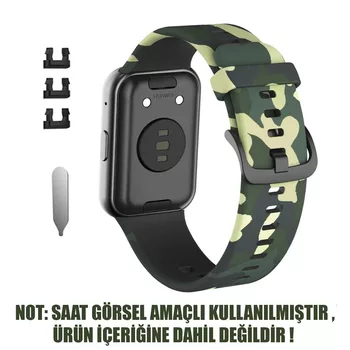 Microsonic Huawei Watch Fit Kordon, Quick Buckle Band Camouflage Yeşil