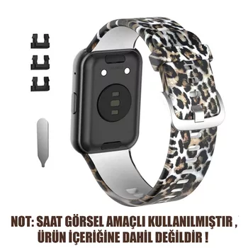Microsonic Huawei Watch Fit Kordon, Quick Buckle Band Leopard