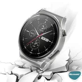 Microsonic Huawei Watch GT 3 Pro 43mm Seramik Kılıf 360 Full Round Soft Silicone Gümüş