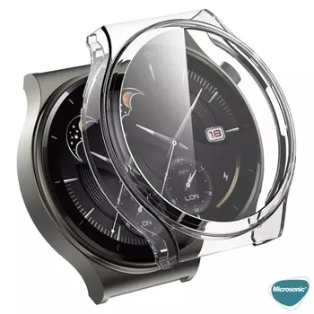 Microsonic Huawei Watch GT 3 Pro 46mm Titanyum Kılıf 360 Full Round Soft Silicone Şeffaf