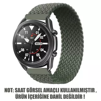 Microsonic Huawei Watch GT2 42mm Kordon, (Large Size, 165mm) Braided Solo Loop Band Koyu Yeşil