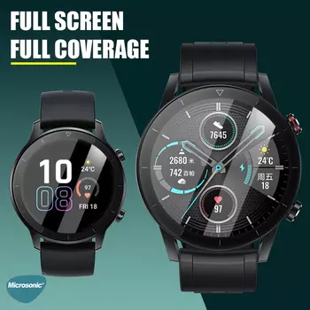 Microsonic Huawei Watch GT2 Pro Tam Kaplayan Temperli Cam Full Ekran Koruyucu Siyah