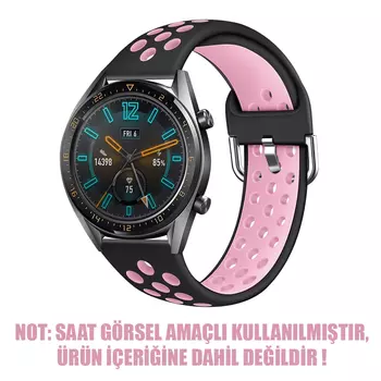Microsonic Huawei Watch GT3 46mm Rainbow Sport Band Kordon Siyah Pembe