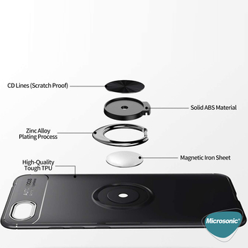 Microsonic Huawei Y5 2018 Kılıf Kickstand Ring Holder Lacivert