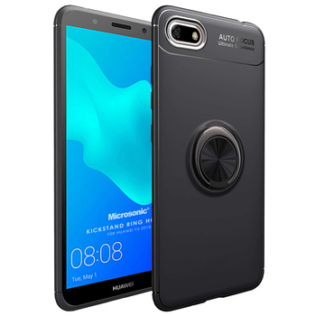 Microsonic Huawei Y5 2018 Kılıf Kickstand Ring Holder Siyah Microsonic Huawei Y5 2018 Kılıf Kickstand Ring Holder Siyah