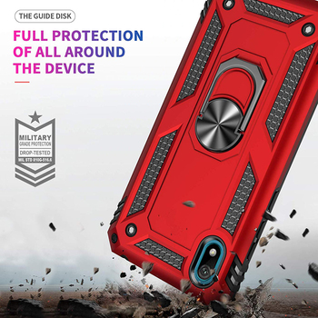 Microsonic Huawei Y5 2019 Kılıf Military Ring Holder Kırmızı
