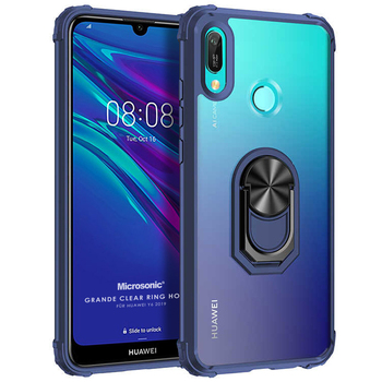 Microsonic Huawei Y6 2019 Kılıf Grande Clear Ring Holder Lacivert Microsonic Huawei Y6 2019 Kılıf Grande Clear Ring Holder Lacivert