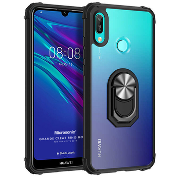 Microsonic Huawei Y6 2019 Kılıf Grande Clear Ring Holder Siyah Microsonic Huawei Y6 2019 Kılıf Grande Clear Ring Holder Siyah