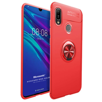 Microsonic Huawei Y6 2019 Kılıf Kickstand Ring Holder Kırmızı