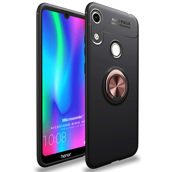 Microsonic Huawei Y6s 2019 Kılıf Kickstand Ring Holder Siyah Rose Microsonic Huawei Y6s 2019 Kılıf Kickstand Ring Holder Siyah Rose