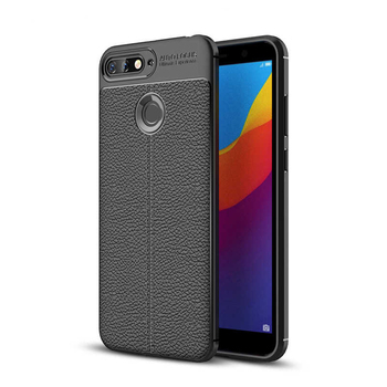 Microsonic Huawei Y7 2018 Kılıf Deri Dokulu Silikon Siyah Microsonic Huawei Y7 2018 Kılıf Deri Dokulu Silikon Siyah