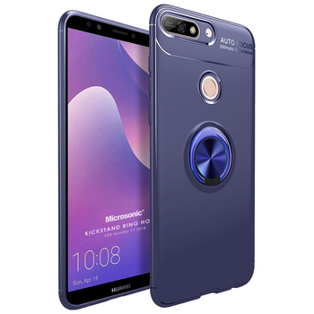 Microsonic Huawei Y7 2018 Kılıf Kickstand Ring Holder Lacivert Microsonic Huawei Y7 2018 Kılıf Kickstand Ring Holder Lacivert