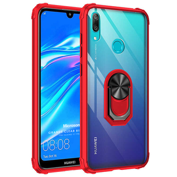 Microsonic Huawei Y7 2019 Kılıf Grande Clear Ring Holder Kırmızı Microsonic Huawei Y7 2019 Kılıf Grande Clear Ring Holder Kırmızı