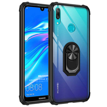 Microsonic Huawei Y7 2019 Kılıf Grande Clear Ring Holder Siyah Microsonic Huawei Y7 2019 Kılıf Grande Clear Ring Holder Siyah