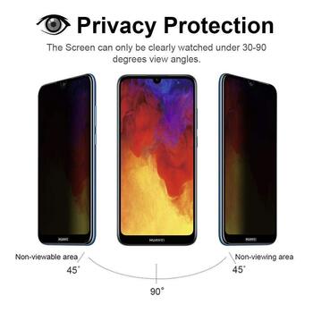 Microsonic Huawei Y7 2019 Invisible Privacy Kavisli Ekran Koruyucu Siyah