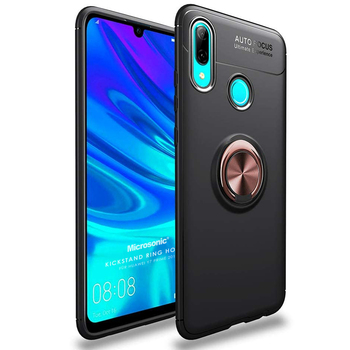 Microsonic Huawei Y7 2019 Kılıf Kickstand Ring Holder Siyah Rose Microsonic Huawei Y7 2019 Kılıf Kickstand Ring Holder Siyah Rose