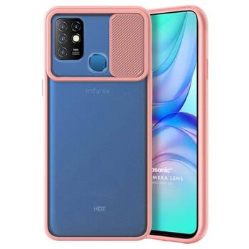 Microsonic Infinix Hot 10 Kılıf Slide Camera Lens Protection Pembe