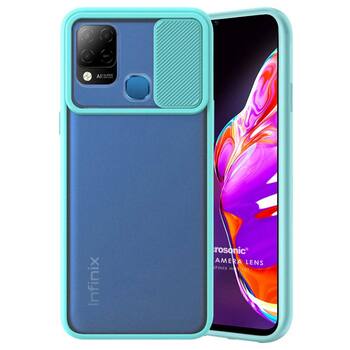 Microsonic Infinix Hot 10T Kılıf Slide Camera Lens Protection Turkuaz