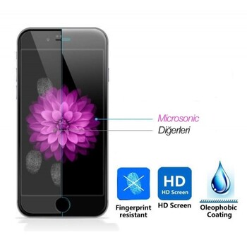 Microsonic iPhone 6 Kavisli Temperli Cam Ekran Koruyucu Film Siyah