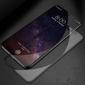 Microsonic Apple iPhone XS Kavisli Temperli Cam Ekran Koruyucu Film Siyah
