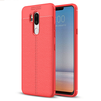 Microsonic LG G7 Kılıf Deri Dokulu Silikon Kırmızı Microsonic LG G7 Kılıf Deri Dokulu Silikon Kırmızı