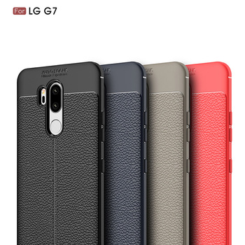 Microsonic LG G7 ThinQ Kılıf Deri Dokulu Silikon Siyah