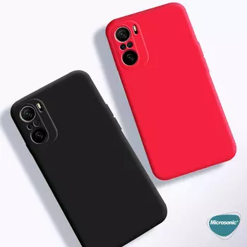 Microsonic Matte Silicone Xiaomi Poco F3 Kılıf Kırmızı