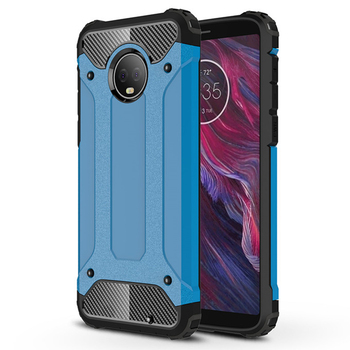 Microsonic Motorola Moto G6 Plus Kılıf Rugged Armor Mavi