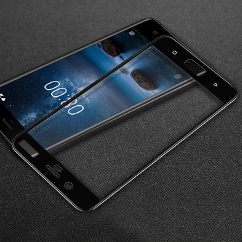 Microsonic Nokia 8 Kavisli Temperli Cam Ekran Koruyucu Film Siyah