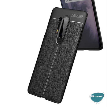 Microsonic OnePlus 8 Pro Kılıf Deri Dokulu Silikon Lacivert