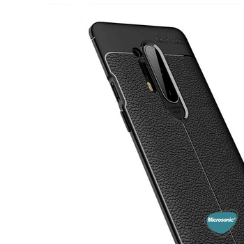 Microsonic OnePlus 8 Pro Kılıf Deri Dokulu Silikon Lacivert