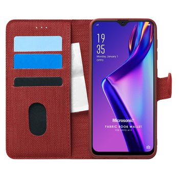 Microsonic Oppo A12 Kılıf Fabric Book Wallet Kırmızı Microsonic Oppo A12 Kılıf Fabric Book Wallet Kırmızı