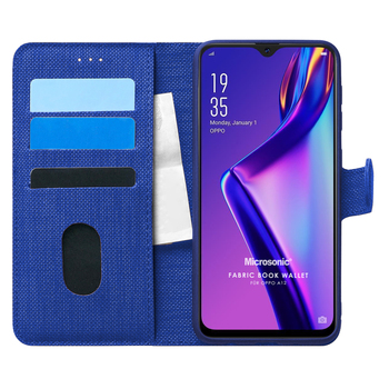 Microsonic Oppo A12 Kılıf Fabric Book Wallet Lacivert Microsonic Oppo A12 Kılıf Fabric Book Wallet Lacivert