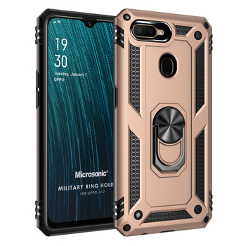 Microsonic Oppo A12 Kılıf Military Ring Holder Gold Microsonic Oppo A12 Kılıf Military Ring Holder Gold