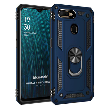 Microsonic Oppo A12 Kılıf Military Ring Holder Lacivert Microsonic Oppo A12 Kılıf Military Ring Holder Lacivert