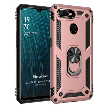 Microsonic Oppo A12 Kılıf Military Ring Holder Rose Gold Microsonic Oppo A12 Kılıf Military Ring Holder Rose Gold