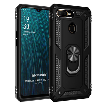 Microsonic Oppo A12 Kılıf Military Ring Holder Siyah Microsonic Oppo A12 Kılıf Military Ring Holder Siyah
