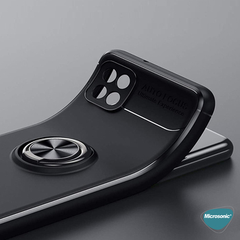 Microsonic Oppo A15 Kılıf Kickstand Ring Holder Siyah