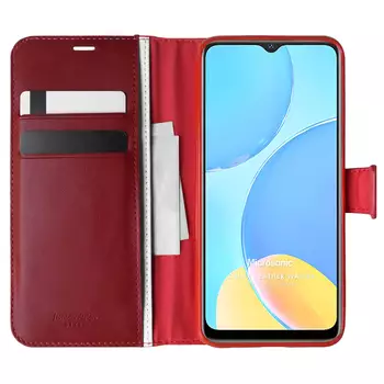 Microsonic Oppo A15 Kılıf Delux Leather Wallet Kırmızı