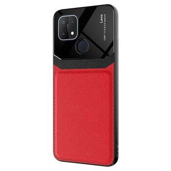 Microsonic Oppo A15 Kılıf Uniq Leather Kırmızı