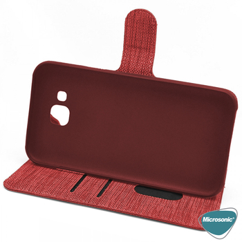 Microsonic Oppo A5 2020 Kılıf Fabric Book Wallet Kırmızı