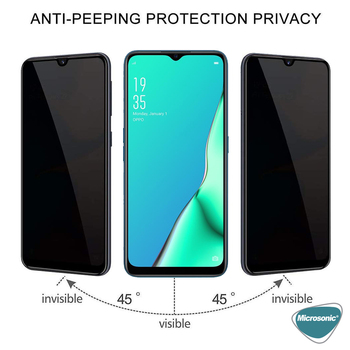 Microsonic Oppo A5 2020 Invisible Privacy Kavisli Ekran Koruyucu Siyah
